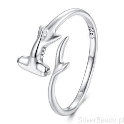 Srebrny pierścionek regulowany z REKINEM młotem srebro 925