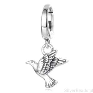 Srebrny charms zapinany gołębica zawieszka beads srebro 925