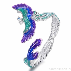 Pierścionek regulowany kolorowy feniks srebro 925 