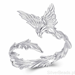 Pierścionek regulowany feniks z długim ogonem srebro 925