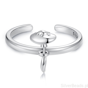 Srebrny uniwersalny pierścionek grzyb –  z motywem natury ze srebra 925