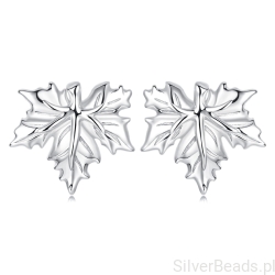 Kolczyki srebrne 925 w kształcie liści klonu – sztyfty srebro 925