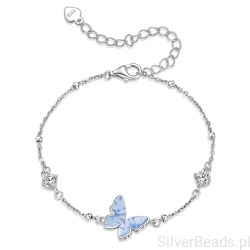 Srebrna bransoletka z niebieskim motylkiem srebro 925