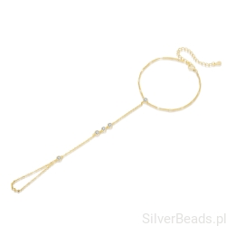 Srebrna bransoletka pozłacana z pierścionkiem ozdobionym kryształami srebro 925