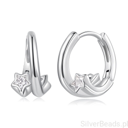 Srebrne kolczyki koła z gwiazdkami – blask marzeń srebro 925