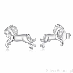 Srebrne kolczyki galopujące konie sztyfty srebro 925