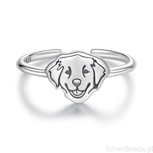 Srebrny pierścionek pies Golden Retriever – regulowany srebro 925