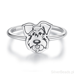 Srebrny pierścionek pies Sznaucer– regulowany srebro 925