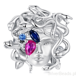Srebrny charms Meduza z kolorowymi kryształami srebro 925