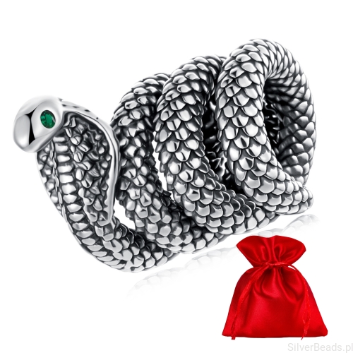 srebrny-charms-kobra-z-zielonym-kamieniem-925