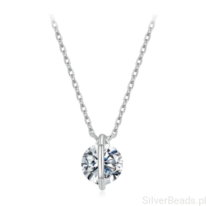 Srebrny klasyczny naszyjnik z Moissanitem 1,0 ct  idealny na elegancki prezent
