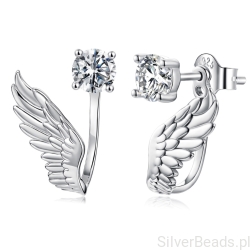 Srebrne kolczyki skrzydła z Moissanitami – eleganckie kolczyki damskie