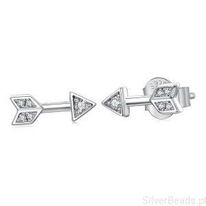 Srebrne kolczyki strzałki ozdobione Moissanitami – kolczyki sztyfty ze srebra