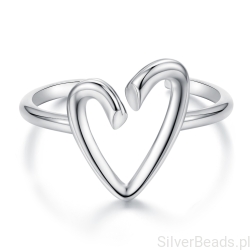 Srebrny pierścionek regulowany serce– minimalistyczny pierścionek damski