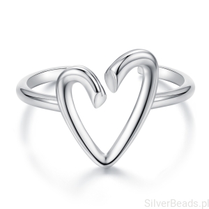 Srebrny pierścionek regulowany serce– minimalistyczny pierścionek damski
