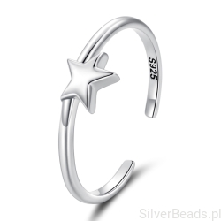 Srebrny pierścionek gwiazda regulowany – minimalistyczny pierścionek damski