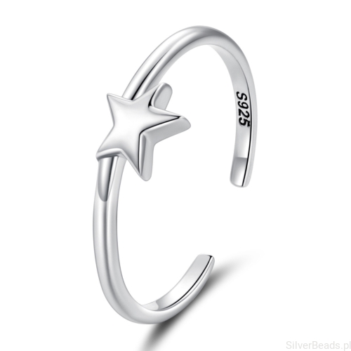 pierścionek srebrny gwiazda regulowany srebro 925