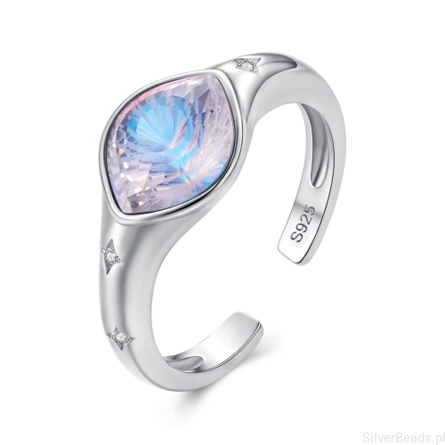 pierścionek srebrny opal regulowany srebro 925