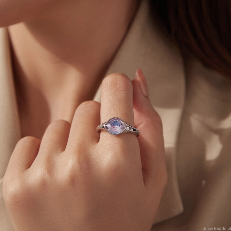 pierścionek regulowany opal srebro 925
