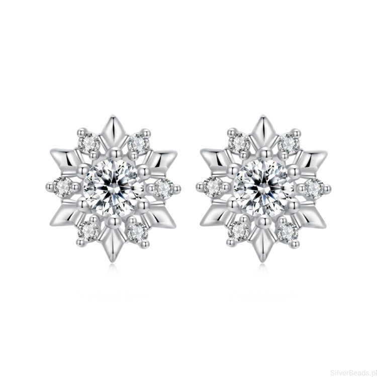 kolczyki srebrne śnieżynka ice flower 925