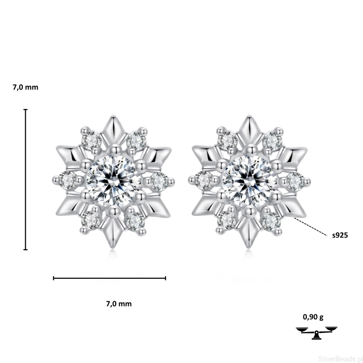 kolczyki ice flower damskie eleganckie