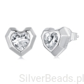 serduszka kolczyki srebrne z cyrkonią 925