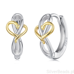 Srebrne kolczyki koła z sercem srebro 925 dwukolorowe eleganckie damskie