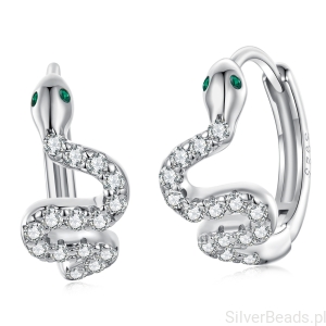 Srebrne kolczyki kryształowe węże zatrzaski srebro 925 na prezent