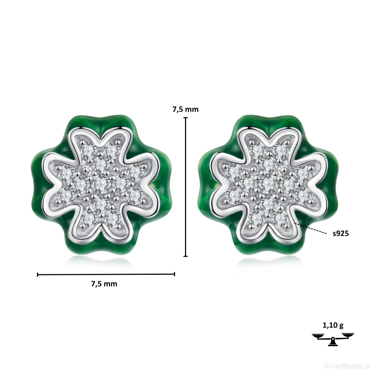 zielone kolczyki emalia srebro 925