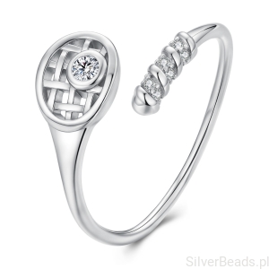 Srebrny pierścionek regulowany rakieta do tenisa dla miłośniczek sportu