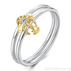 Srebrny pierścionek z pozłacanym krzyżykiem rozmiar 14