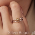 pierścionek damski krzyż pozłacany