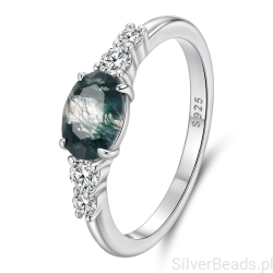 Srebrny pierścionek z AGATEM i kryształkami rozmiar 12 idealny na prezent