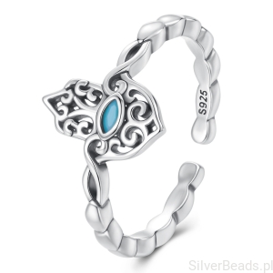 Srebrny pierścionek regulowany ręka Fatimy srebro 925 biżuteria ochronna