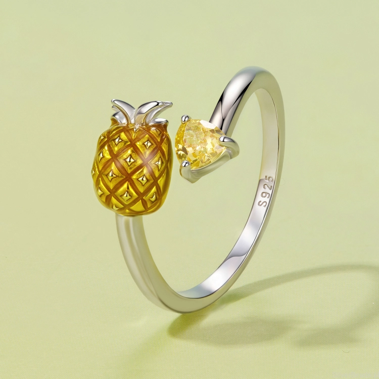 pierścionek ananas kolorowy kamień