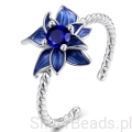 niebieski kwiat pierścionek srebro 925