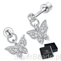 motyl kolczyki srebro 925 z cyrkoniami