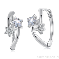 Srebrne kolczyki koła z gwiazdkami w cyrkonie srebro 925 zatrzask