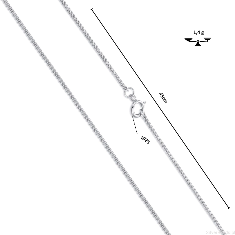 modny łańcuszek srebro 925 cienki