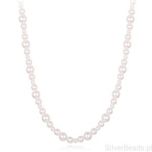 Srebrny elegancki naszyjnik perłowy damski ponadczasowy