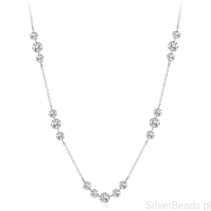 Lśniący srebrny naszyjnik z kryształami dla dziewczyny