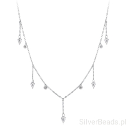 Srebrny naszyjnik z wiszącymi kroplami i cyrkoniami srebro 925