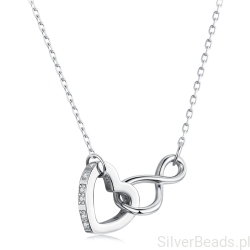 Srebrny naszyjnik serduszko połączone ze znakiem nieskończoności prezent dla dziewczyny