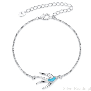 Srebrna bransoletka z jaskółką z opalizującym kryształem dla mamy 
