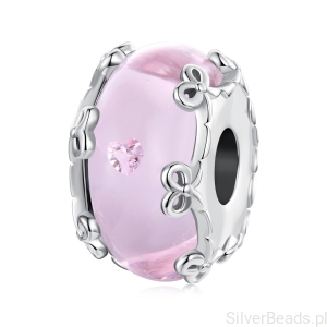 Srebrny charms ze szkła Murano z kokardkami srebrny koralik beads srebro 925