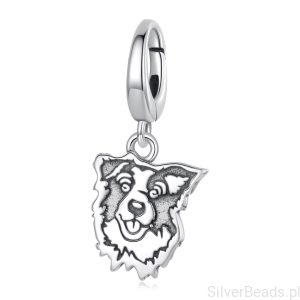 Srebrna zapinana zawieszka piesek Border Collie ze srebra 925