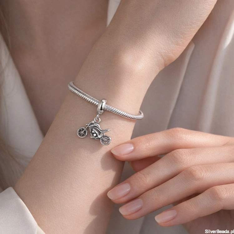 charms motocykl srebrny bead motocykl do bransoletki