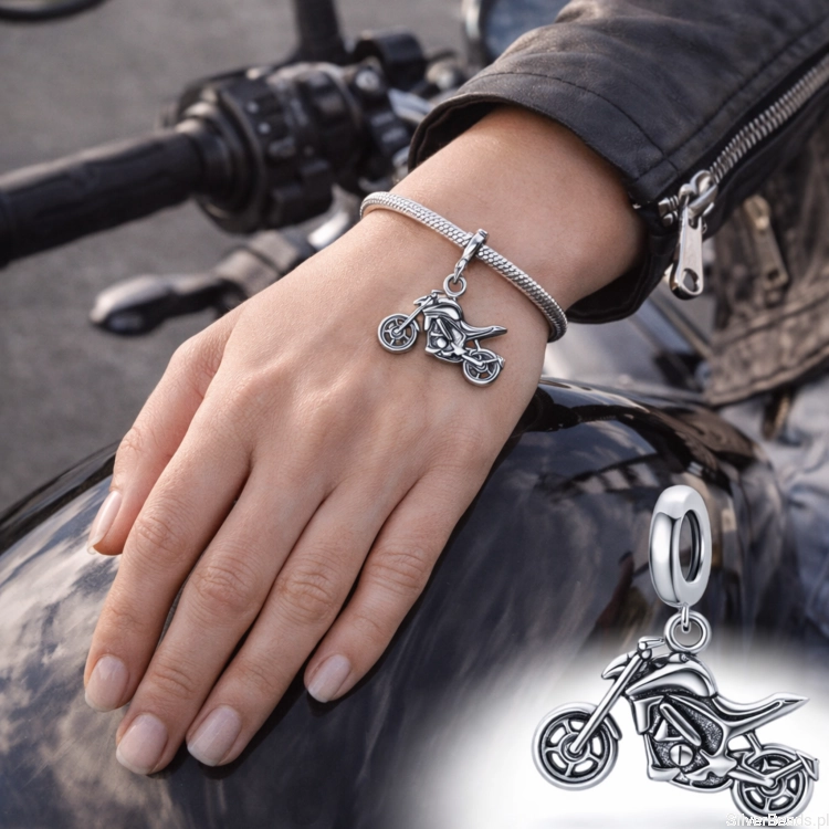 charms motor srebrny prezent dla motocyklistki