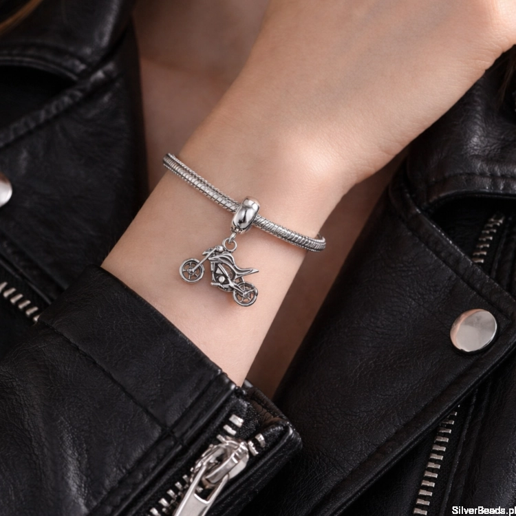 charms motocykl do bransoletki srebro minimalistyczny