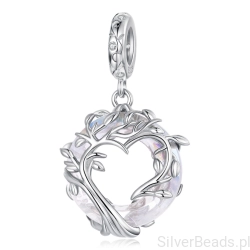Srebrna zawieszka kryształ opleciony drzewem życia srebro 925